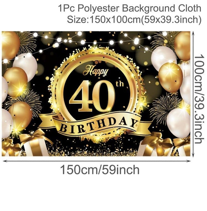 Birthday Backdrop Banner Adult Happy Birthday Party Decoration Bennys Beauty World