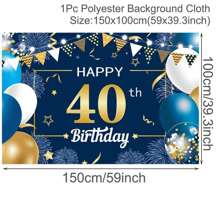 Birthday Backdrop Banner Adult Happy Birthday Party Decoration Bennys Beauty World