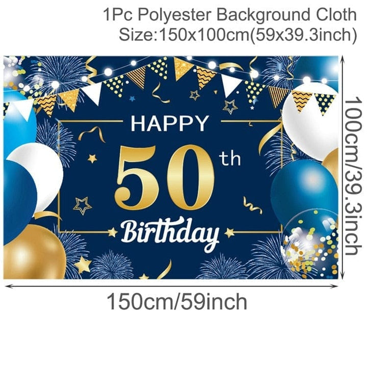 Birthday Backdrop Banner Adult Happy Birthday Party Decoration Bennys Beauty World