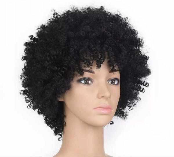 Black Afro Wigs Kinky Curly Natural Black Color Short Synthetic Wig Bennys Beauty World