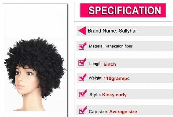 Black Afro Wigs Kinky Curly Natural Black Color Short Synthetic Wig Bennys Beauty World