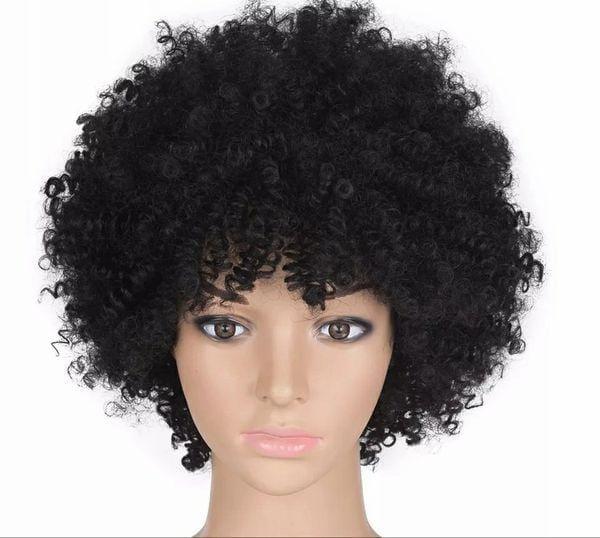 Black Afro Wigs Kinky Curly Natural Black Color Short Synthetic Wig Bennys Beauty World