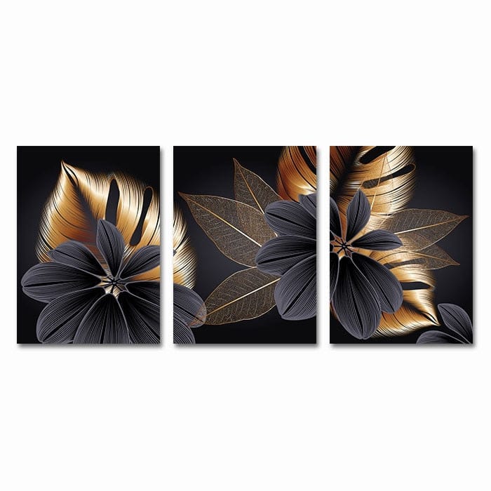 Black Golden Plant Leaf Canvas Poster Print Modern Home Décor BENNYS 