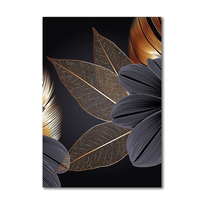 Black Golden Plant Leaf Canvas Poster Print Modern Home Décor BENNYS 