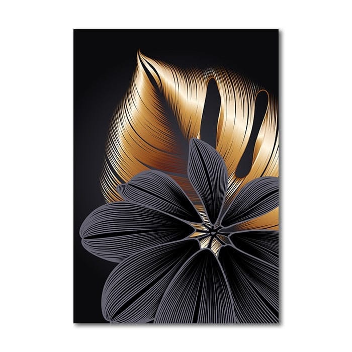 Black Golden Plant Leaf Canvas Poster Print Modern Home Décor BENNYS 