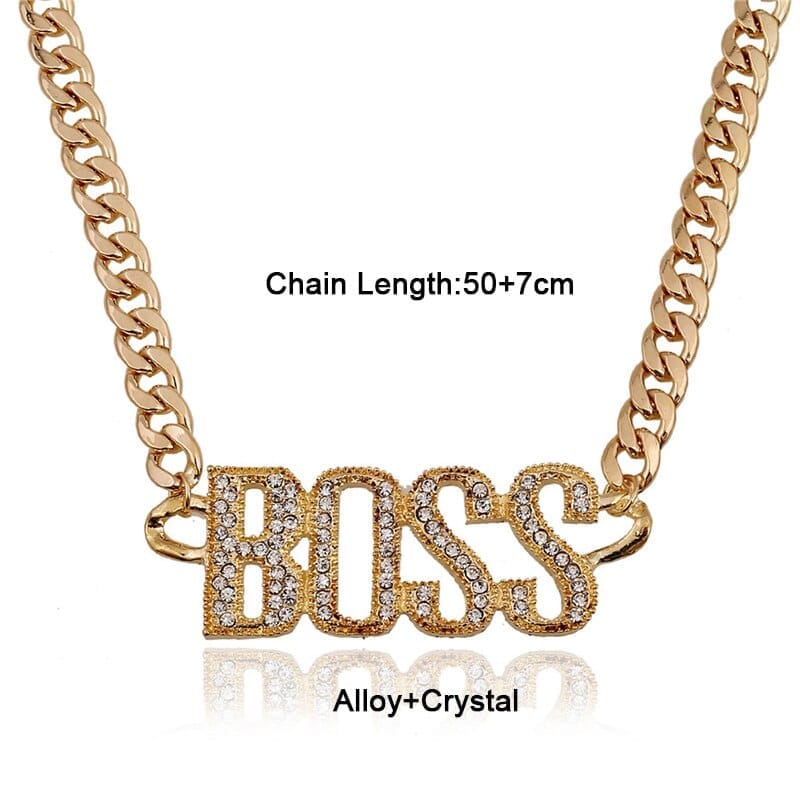 Bling Crystal Letter Boss Pendant Necklaces Bennys Beauty World