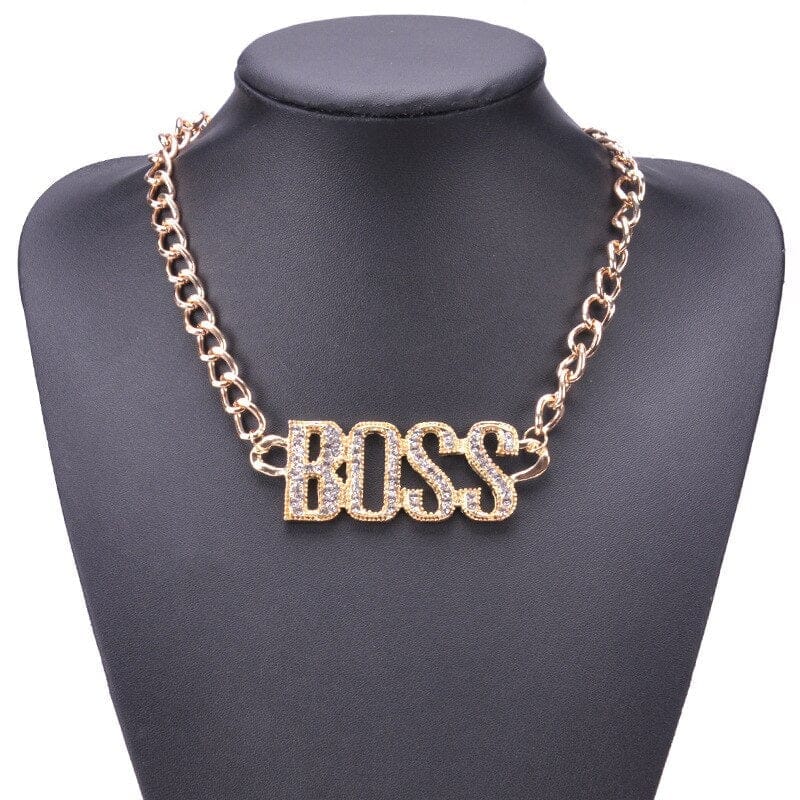 Bling Crystal Letter Boss Pendant Necklaces Bennys Beauty World