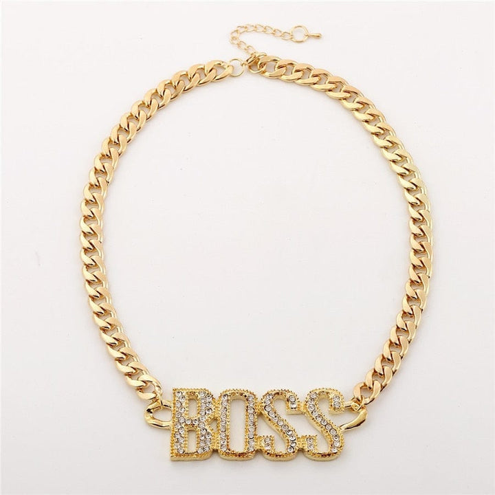 Bling Crystal Letter Boss Pendant Necklaces Bennys Beauty World