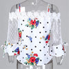 Blotted printed gauze stitching lace top BENNYS 