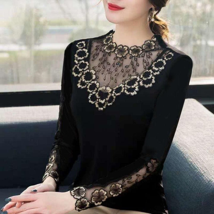 Blouse For Women New Lace round Neck Tops Bennys Beauty World