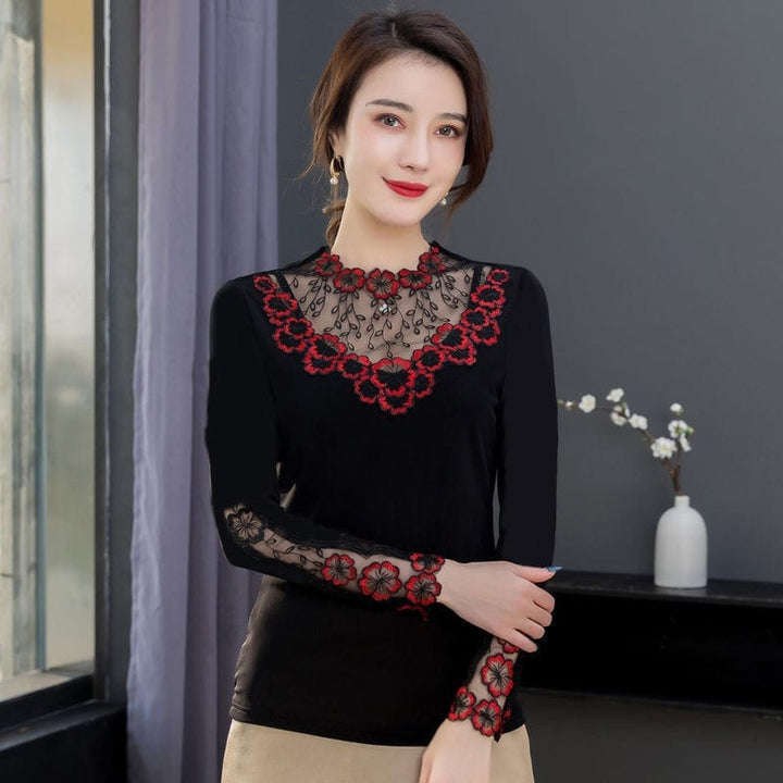 Blouse For Women New Lace round Neck Tops Bennys Beauty World