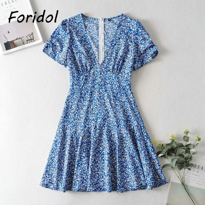 Blue Floral Print Summer Beach Dresses For Women Bennys Beauty World