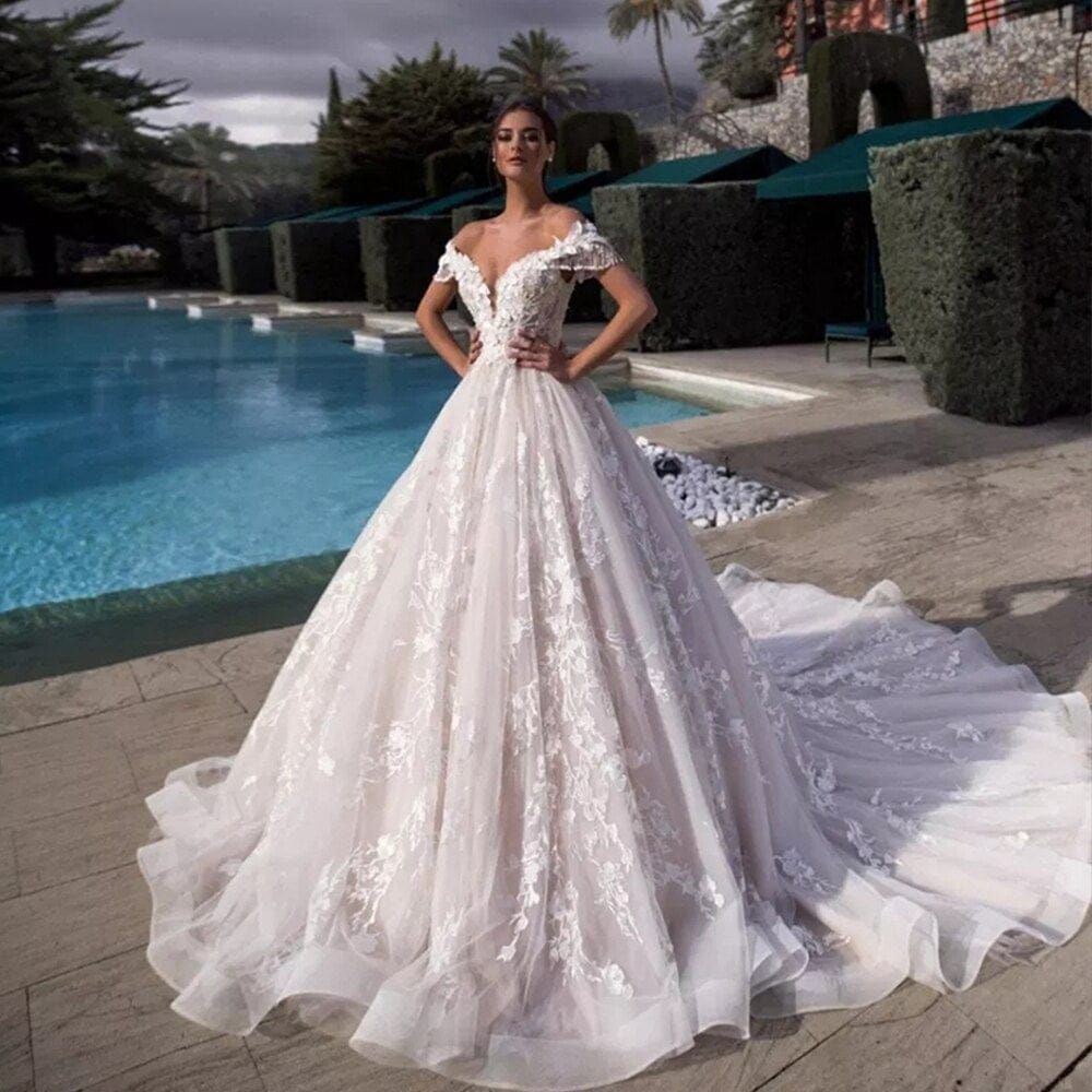 Boat Neck A-line Wedding Dresses PlSize Tassel Sleeve Gorgeous Dress Bennys Beauty World