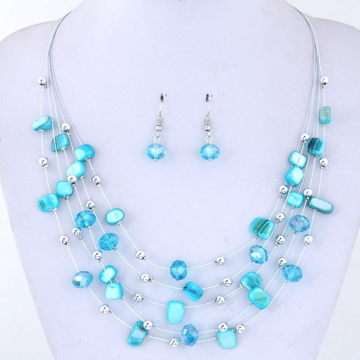 Bohemian African Beads Jewelry Set Multilayered Necklace And Earrings BENNYS 