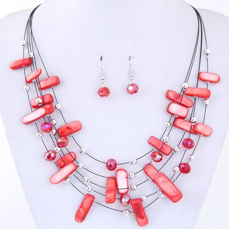 Bohemian African Beads Jewelry Set Multilayered Necklace And Earrings Bennys Beauty World