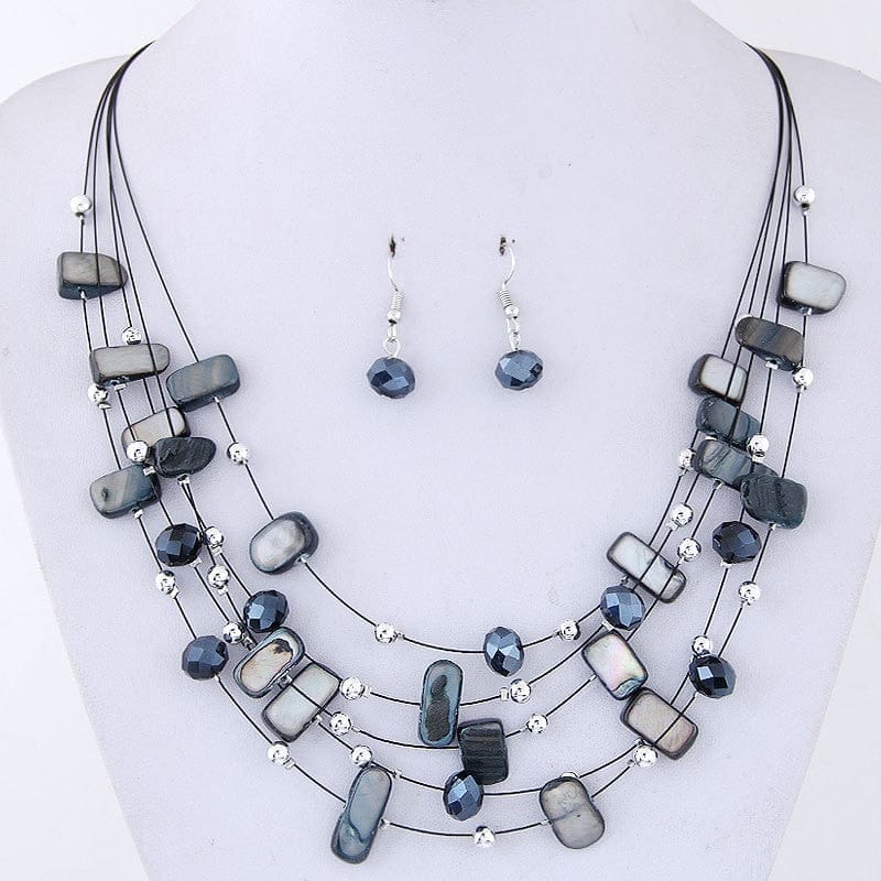 Bohemian African Beads Jewelry Set Multilayered Necklace And Earrings Bennys Beauty World
