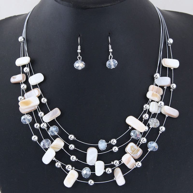 Bohemian African Beads Jewelry Set Multilayered Necklace And Earrings Bennys Beauty World