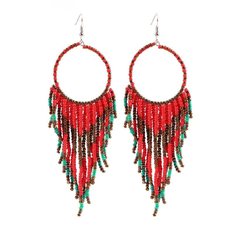 Bohemian Multicolor Beads Tassel Earrings For Women Bennys Beauty World
