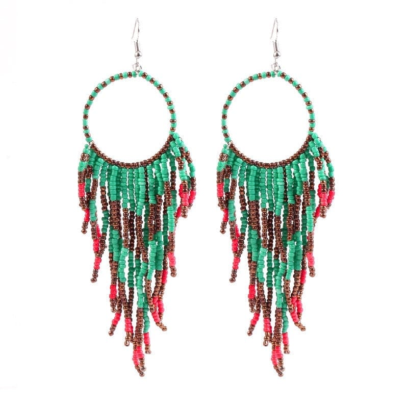 Bohemian Multicolor Beads Tassel Earrings For Women Bennys Beauty World