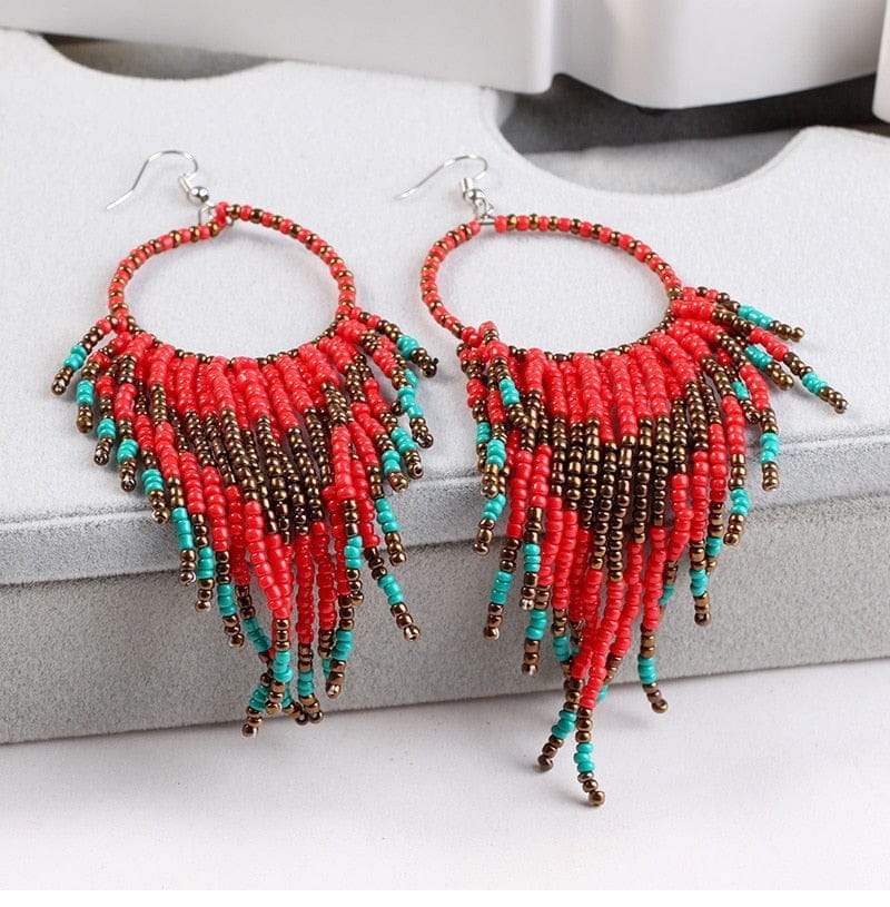 Bohemian Multicolor Beads Tassel Earrings For Women Bennys Beauty World