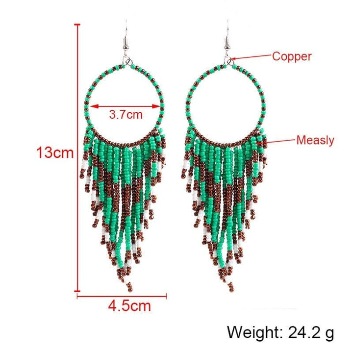 Bohemian Multicolor Beads Tassel Earrings For Women Bennys Beauty World