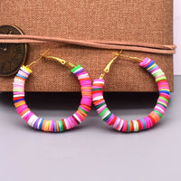 Bohemian Polymer Clay Spacer Beads Multicolor Hoop Earrings for Women Bennys Beauty World