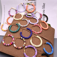 Bohemian Polymer Clay Spacer Beads Multicolor Hoop Earrings for Women Bennys Beauty World