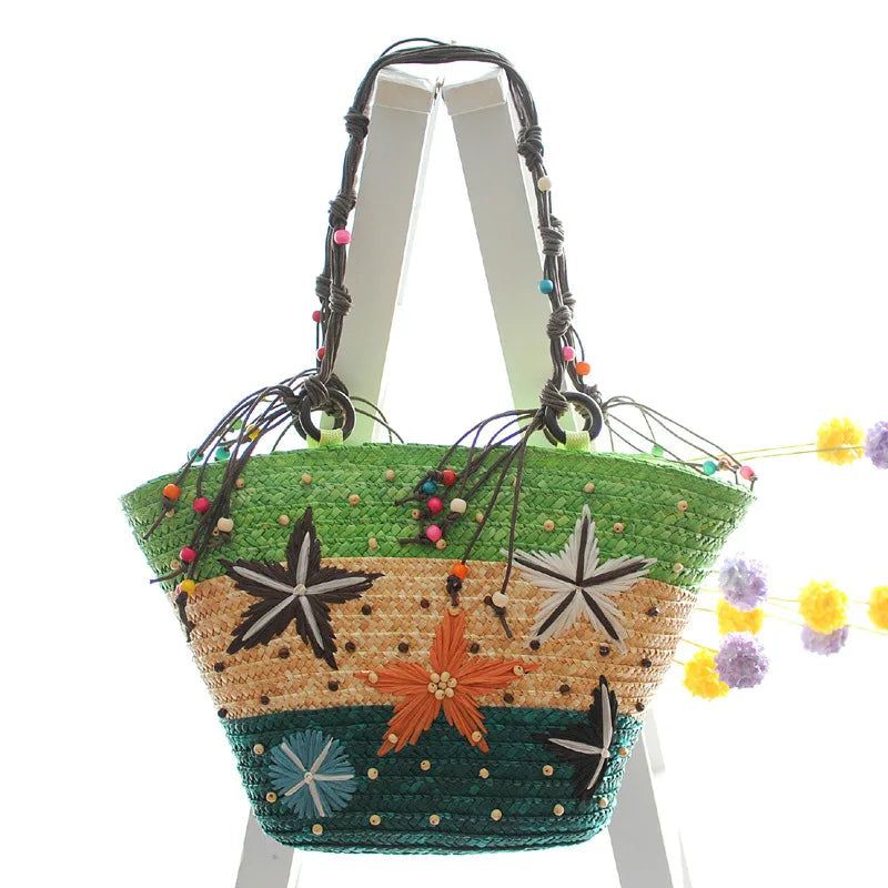 Bohemian handmade embroidered starfish tote Bennys Beauty World