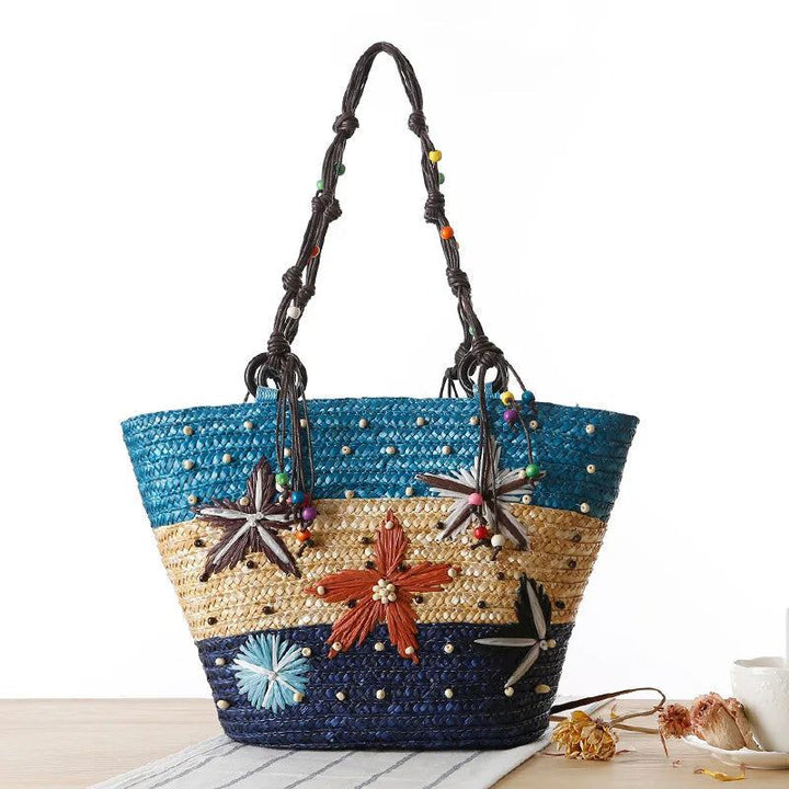 Bohemian handmade embroidered starfish tote Bennys Beauty World