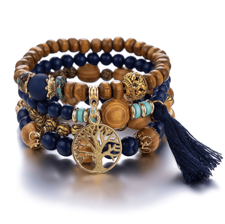 Bohemian style multi-layer wood beaded bracelet Bennys Beauty World