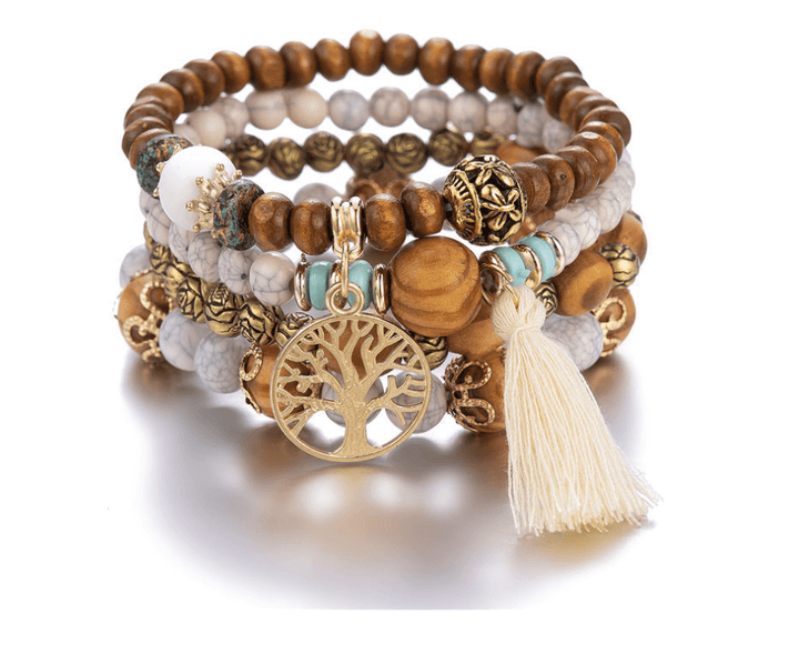 Bohemian style multi-layer wood beaded bracelet Bennys Beauty World