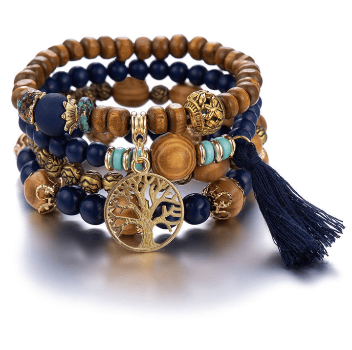 Bohemian style multi-layer wood beaded bracelet Bennys Beauty World