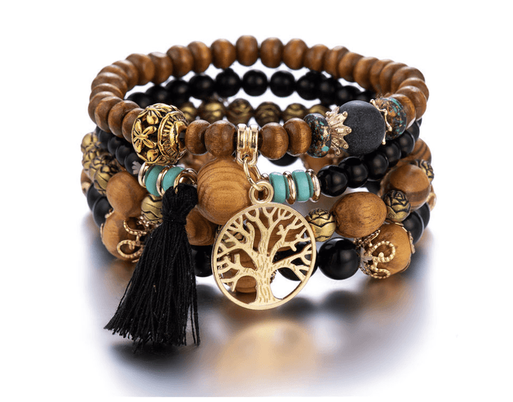 Bohemian style multi-layer wood beaded bracelet Bennys Beauty World