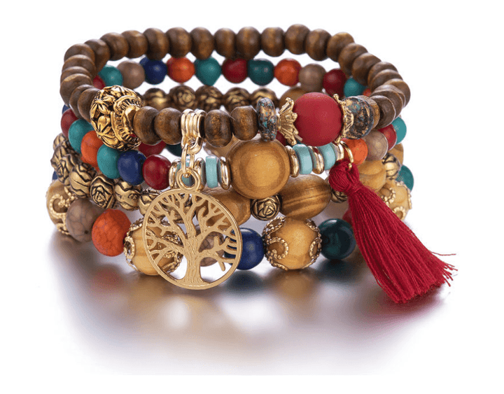 Bohemian style multi-layer wood beaded bracelet Bennys Beauty World