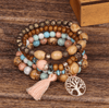 Bohemian style multi-layer wood beaded bracelet Bennys Beauty World