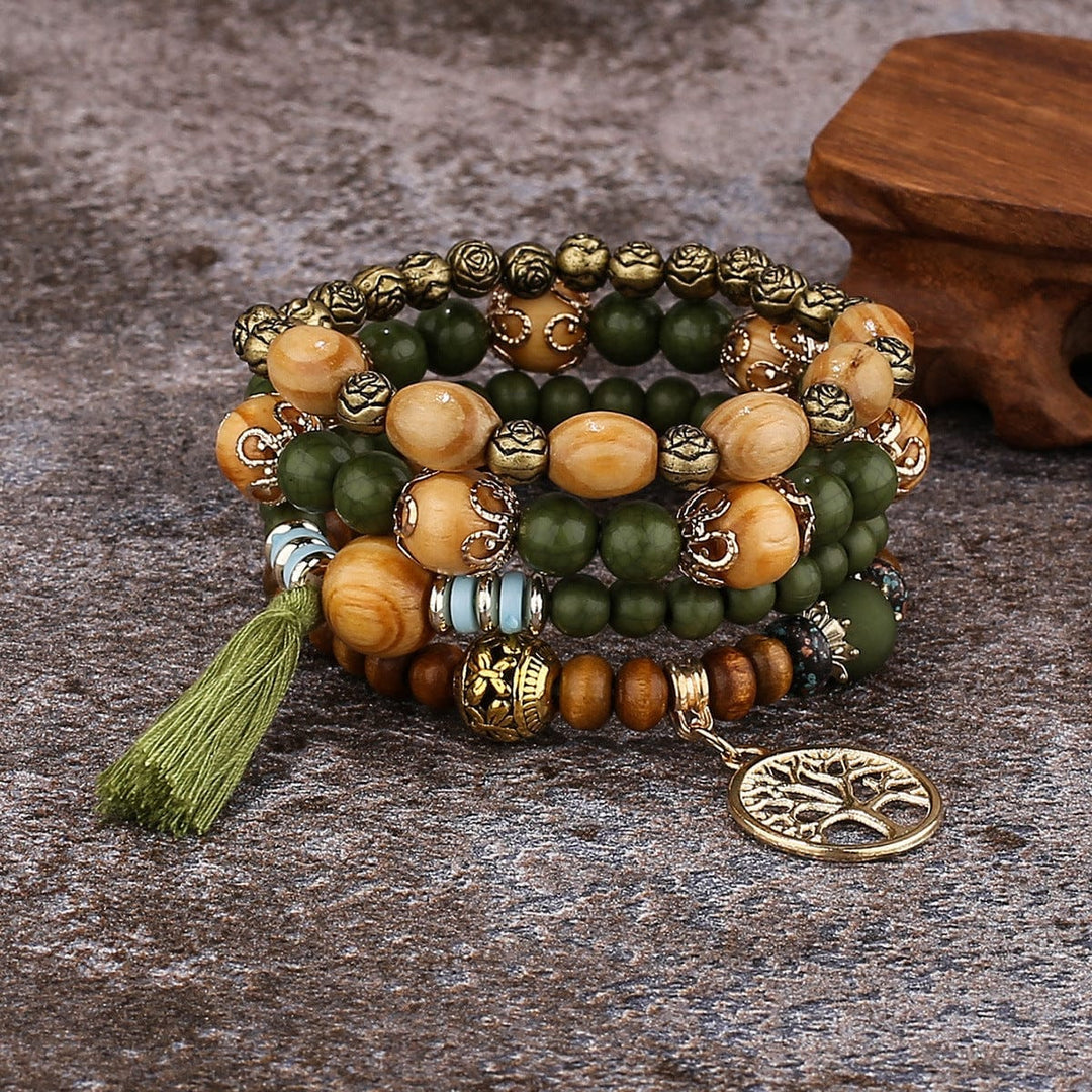 Bohemian style multi-layer wood beaded bracelet Bennys Beauty World