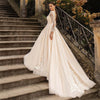 Boho Lace Tulle Wedding Dress  Princess Champagne A-Line  Dress Bennys Beauty World