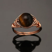 Boho Natural Stone Ring Rose Gold Color Wire Wrapped Rings For Women Bennys Beauty World