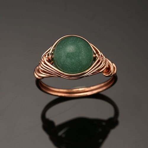 Boho Natural Stone Ring Rose Gold Color Wire Wrapped Rings For Women Bennys Beauty World