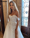 Boho Wedding Dresses Crystal Beaded Off the Shoulder Lace Wedding Gown Bennys Beauty World