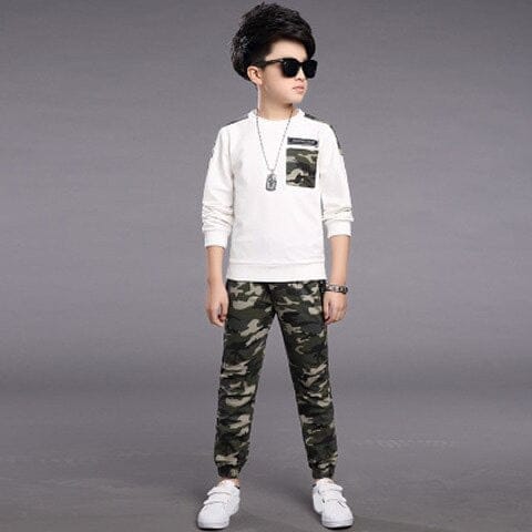 Boys Costume Tracksuit Camouflage Shirt & Pants 2PCS Children's Spring Outfits Set Bennys Beauty World