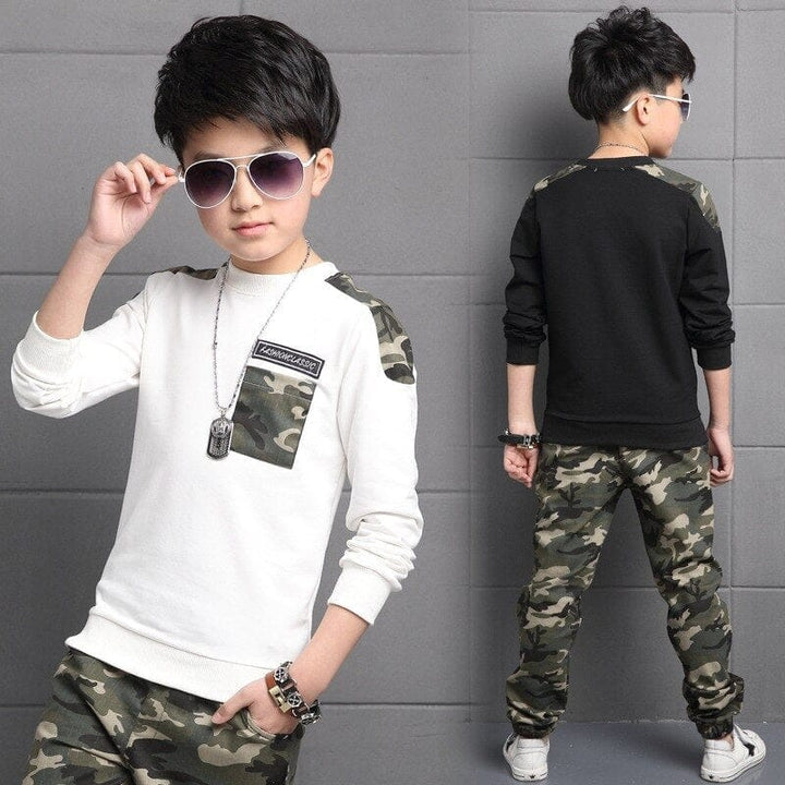 Boys Costume Tracksuit Camouflage Shirt & Pants 2PCS Children's Spring Outfits Set Bennys Beauty World