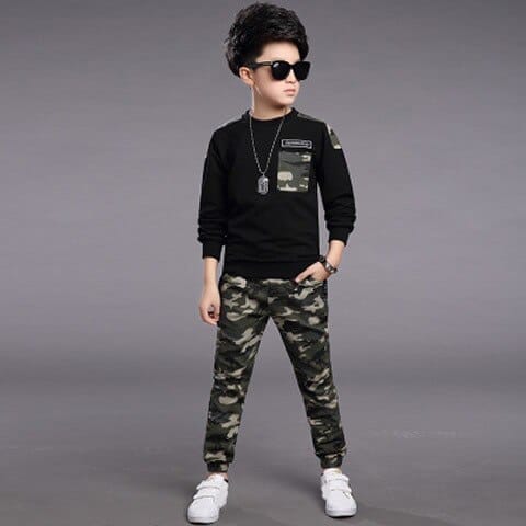 Boys Costume Tracksuit Camouflage Shirt & Pants 2PCS Children's Spring Outfits Set Bennys Beauty World