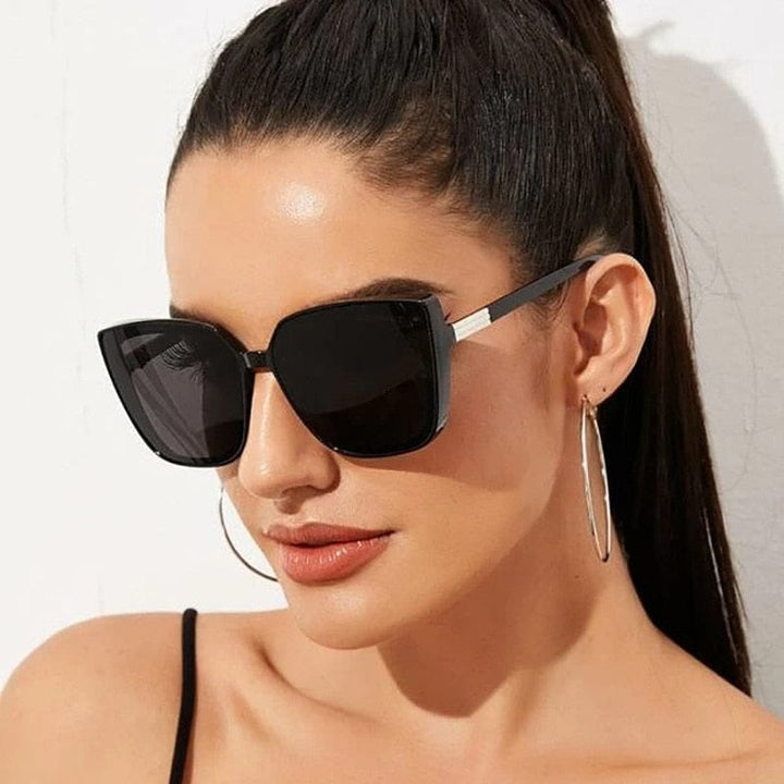 Brand Designer Cat Eye Sunglasses Woman Vintage Black Mirror Sun Glasses Bennys Beauty World