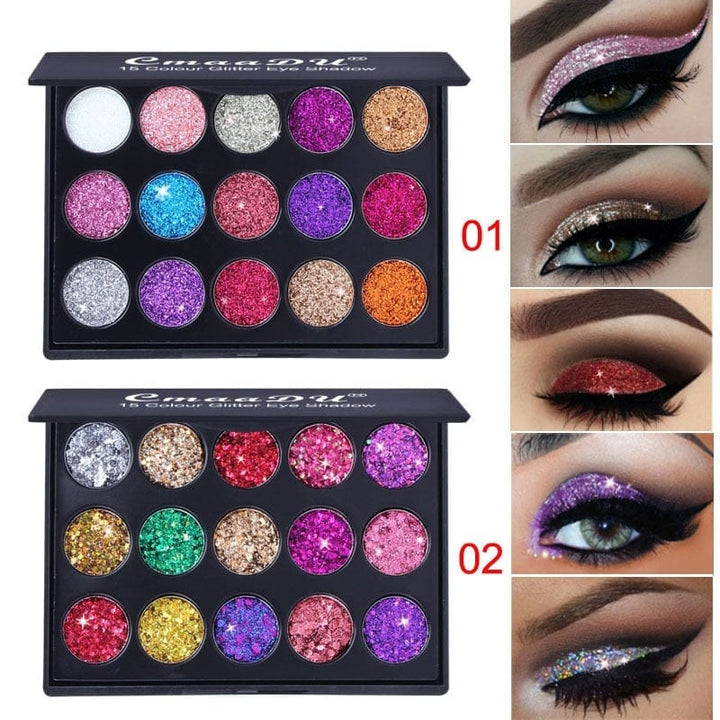 Brand Glitter Eyeshadow 15 Color Glitter Eyes Palette Bennys Beauty World