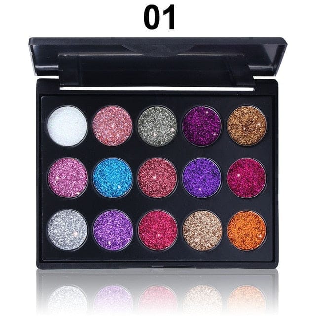 Brand Glitter Eyeshadow 15 Color Glitter Eyes Palette Bennys Beauty World