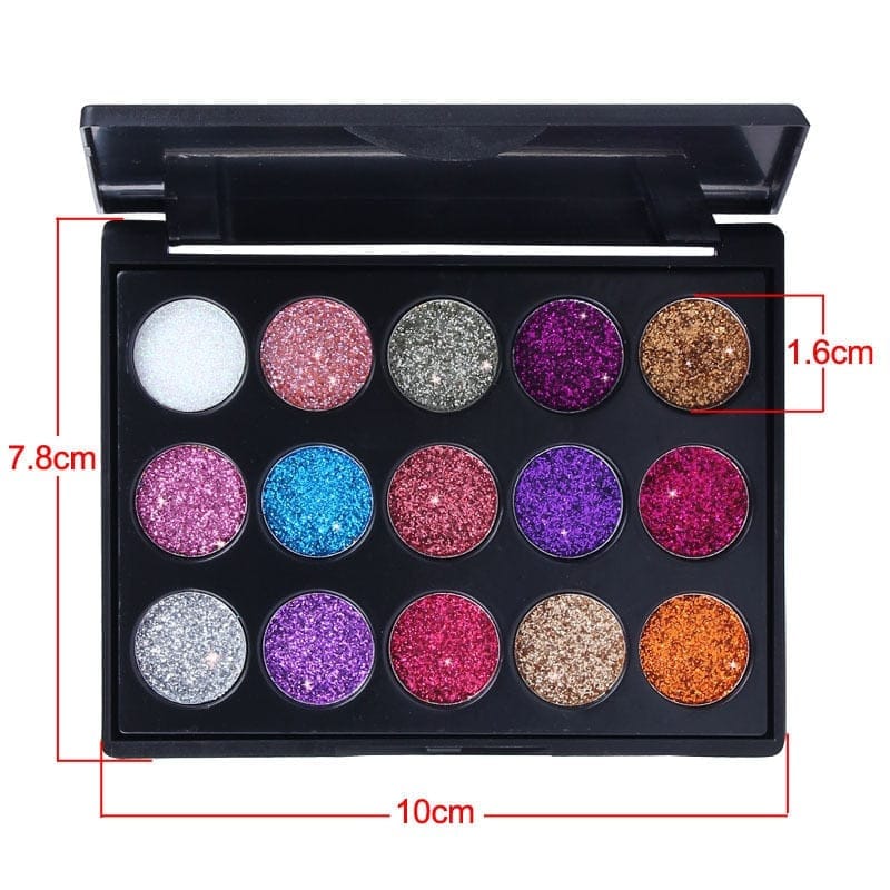 Brand Glitter Eyeshadow 15 Color Glitter Eyes Palette Bennys Beauty World