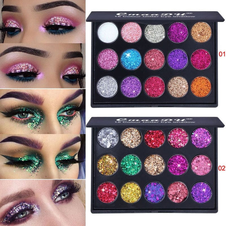 Brand Glitter Eyeshadow 15 Color Glitter Eyes Palette Bennys Beauty World