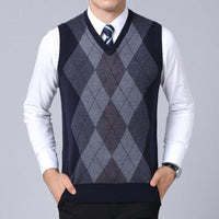 Brand Sweater For Men Pullovers plaid Slim Fit Jumpers Knitted Vest Bennys Beauty World