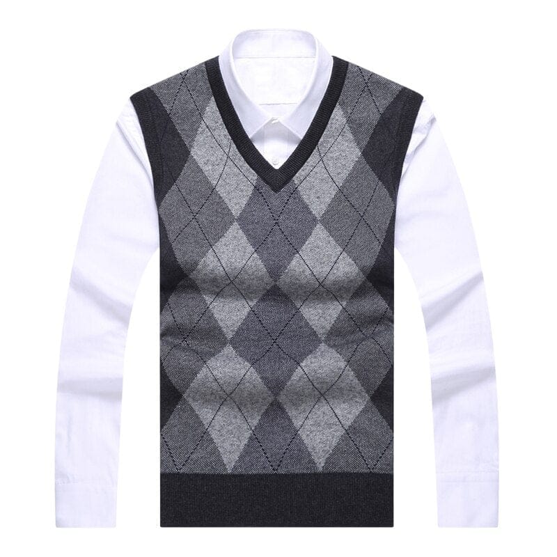 Brand Sweater For Men Pullovers plaid Slim Fit Jumpers Knitted Vest Bennys Beauty World